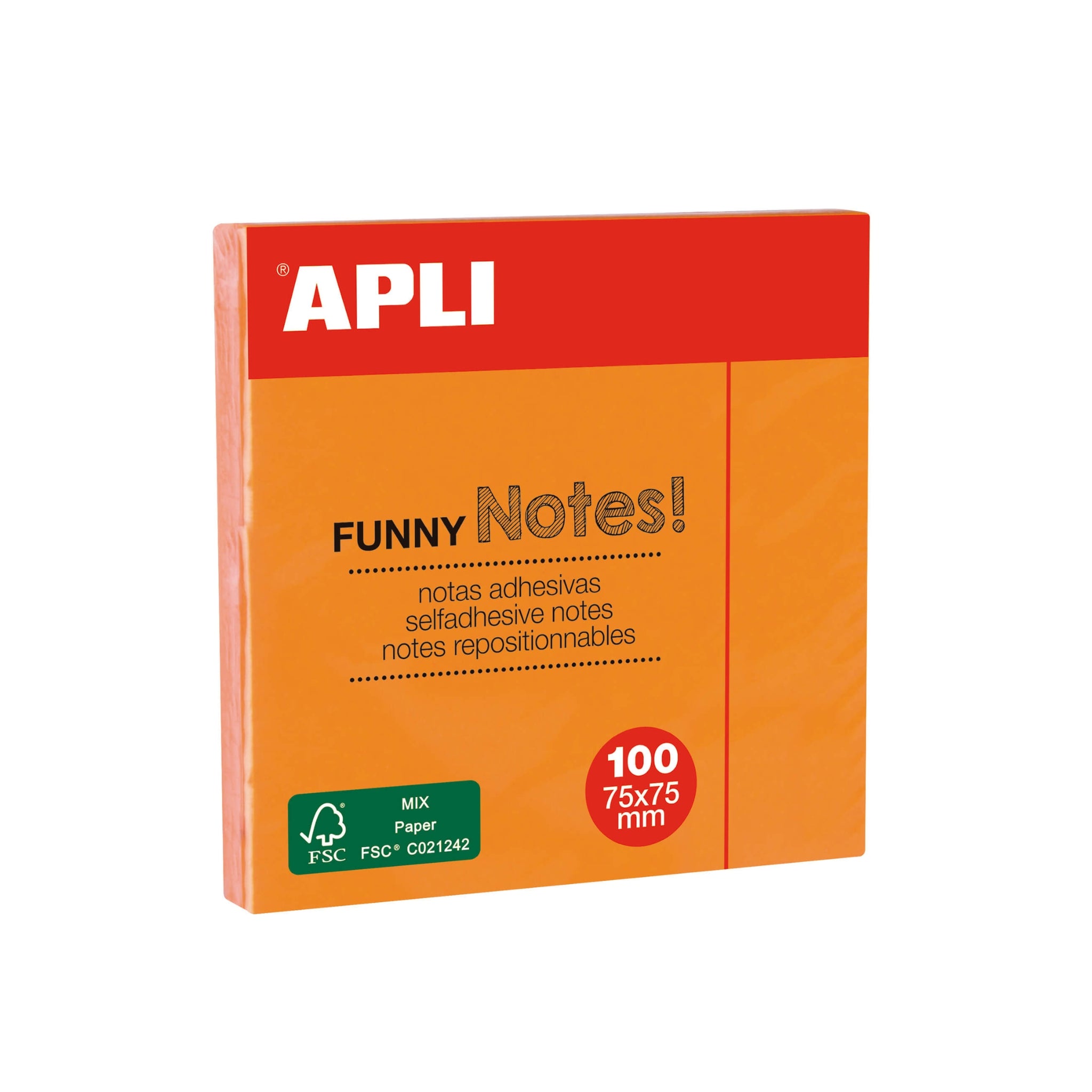 Note adhésive Apli funny 75x75mm Orange