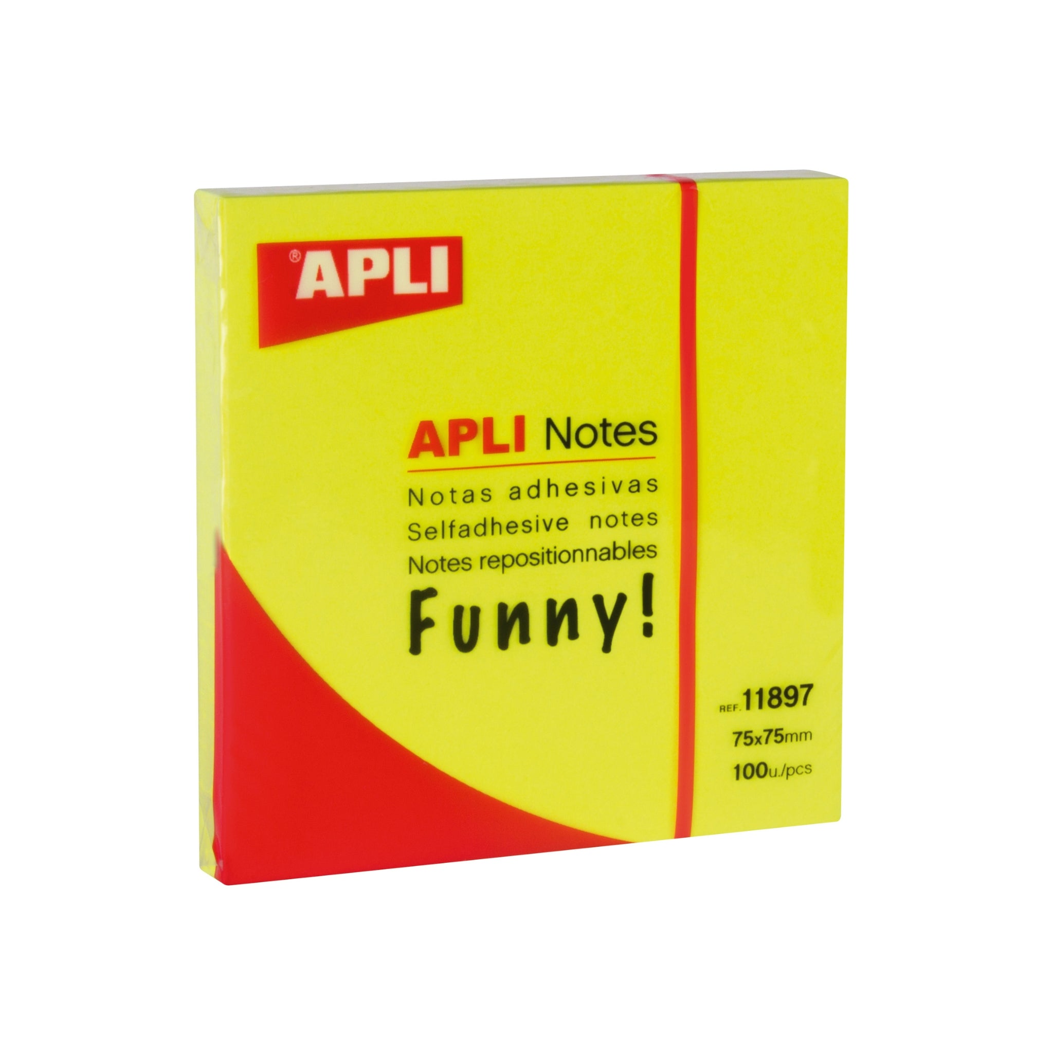 Note adhésive Apli funny 75x75mm Jaune