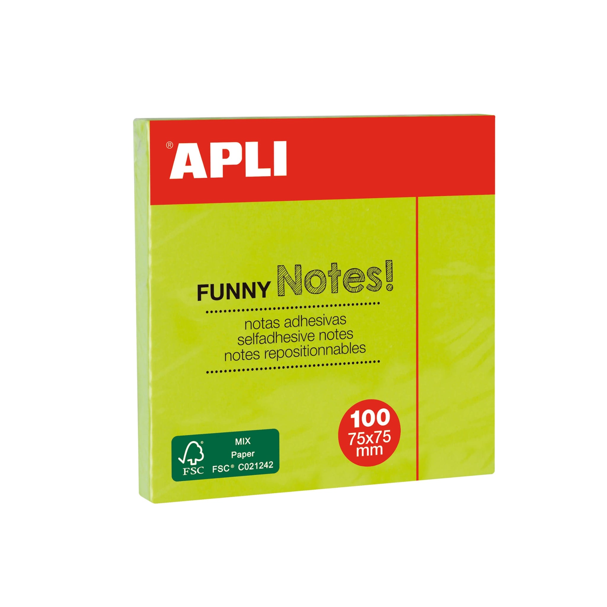 Note adhésive Apli funny 75x75mm Vert