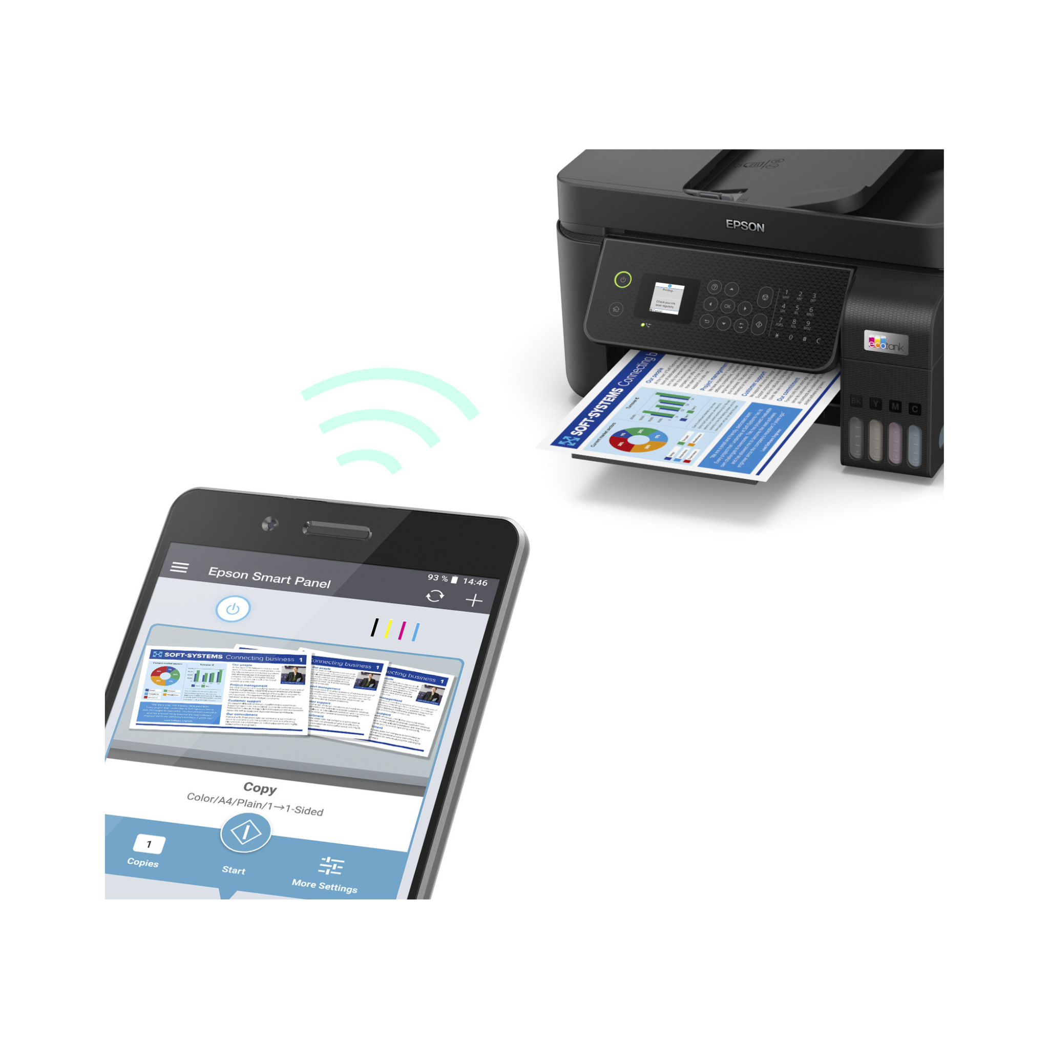 Imprimante Epson EcoTank L5290 multifonction couleur WI-FI avec FAX (C11CJ65405)